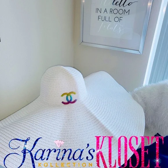 Unicorn Summer White Oversized Beach Hat, XXL Hat, Adjustable, Wide Brim, CC Adult Wide Brim + Flap Neck Sun Protective Adventure Hat | White main image 4